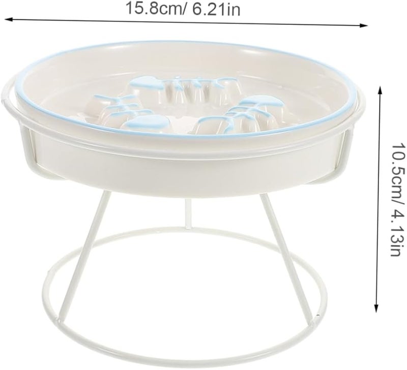 وعاء قطط خزفي متعدد الألوان مرفوع، وحوض مرتفع مريح ومغذي بطيء للقطط والكلاب الصغيرة - Image 2